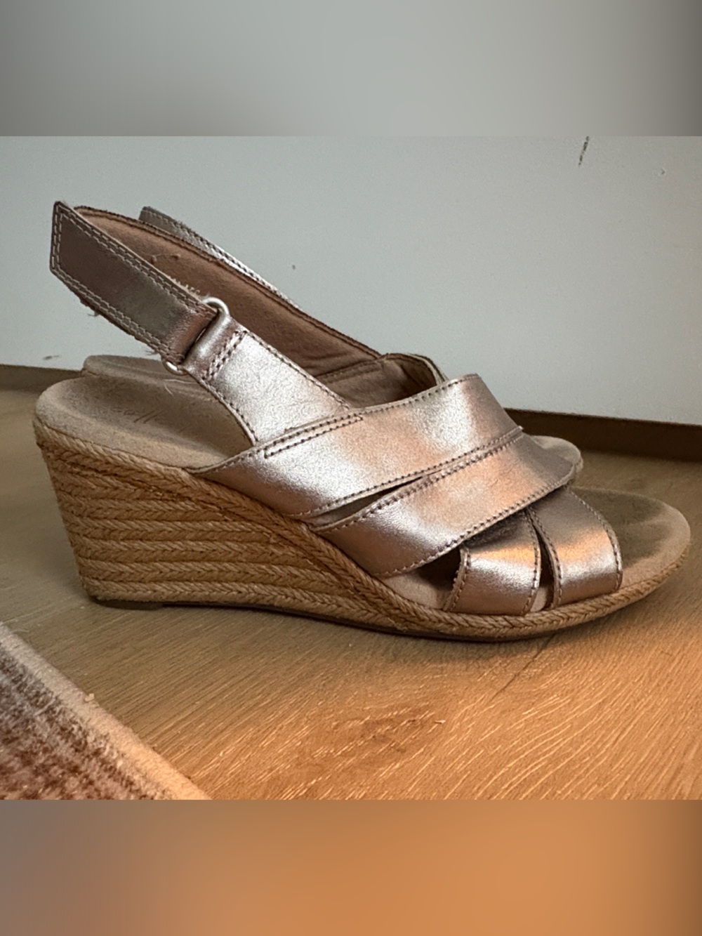 Clark’s Metallic Wedge Espadrille Sandal - Women